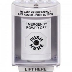SS2380PO-EN STI White Indoor/Outdoor Surface w/ Horn Key-to-Reset Stopper Station with EMERGENCY POWER OFF Label English