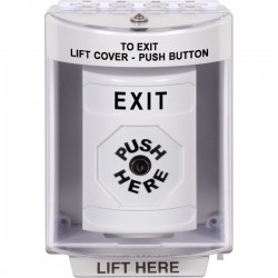 SS2380XT-EN STI White Indoor/Outdoor Surface w/ Horn Key-to-Reset Stopper Station with EXIT Label English