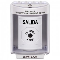 SS2380XT-ES STI White Indoor/Outdoor Surface w/ Horn Key-to-Reset Stopper Station with EXIT Label Spanish