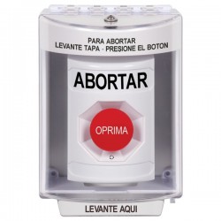 SS2381AB-ES STI White Indoor/Outdoor Surface w/ Horn Turn-to-Reset Stopper Station with ABORT Label Spanish