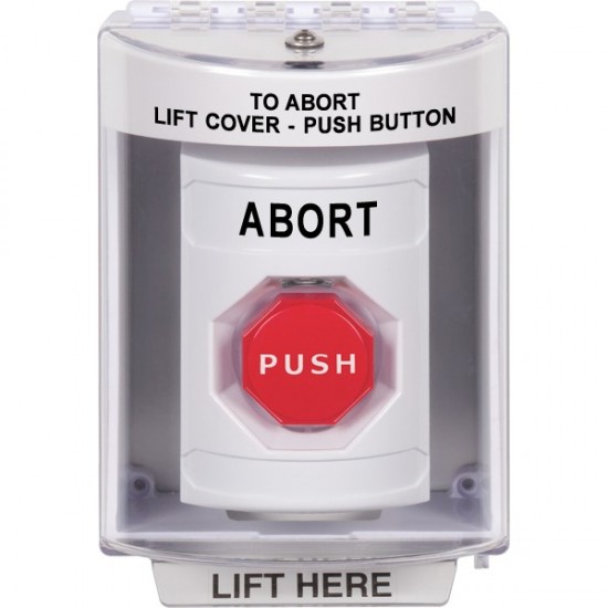 SS2382AB-EN STI White Indoor/Outdoor Surface w/ Horn Key-to-Reset (Illuminated) Stopper Station with ABORT Label English