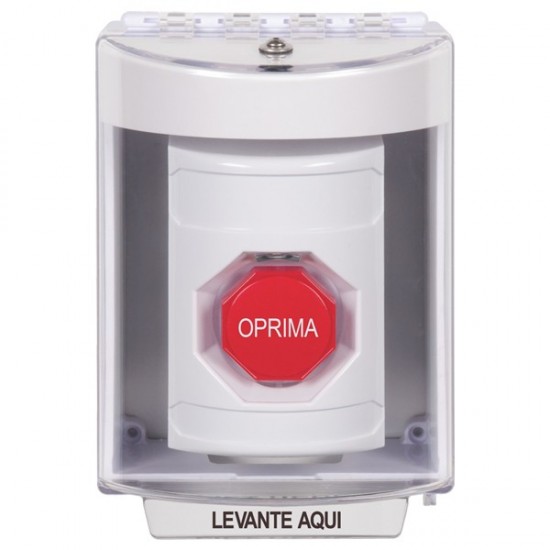 SS2382NT-ES STI White Indoor/Outdoor Surface w/ Horn Key-to-Reset (Illuminated) Stopper Station with No Text Label Spanish