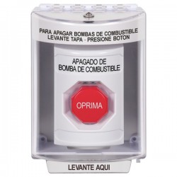 SS2382PS-ES STI White Indoor/Outdoor Surface w/ Horn Key-to-Reset Stopper Station w/ FUEL PUMP SHUT DOWN Spanish