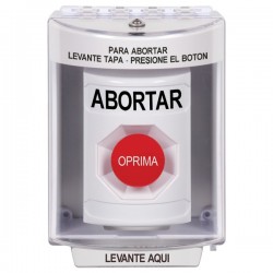 SS2384AB-ES STI White Indoor/Outdoor Surface w/ Horn Momentary Stopper Station with ABORT Label Spanish