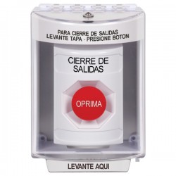 SS2384LD-ES STI White Indoor/Outdoor Surface w/ Horn Momentary Stopper Station with LOCKDOWN Label Spanish