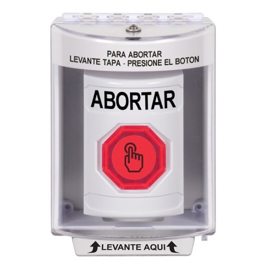 SS2386AB-ES STI White Indoor/Outdoor Surface w/ Horn Momentary (Illuminated) Stopper Station w/ ABORT Spanish