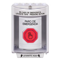 SS2386ES-ES STI White Indoor/Outdoor Surface w/ Horn Momentary (Illuminated) Stopper Station w/ EMERGENCY STOP Spanish