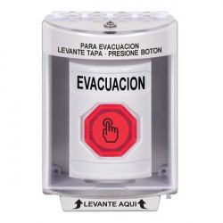 SS2386EV-ES STI White Indoor/Outdoor Surface w/ Horn Momentary (Illuminated) Stopper Station w/ EVACUATION Spanish