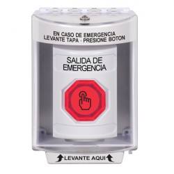SS2386EX-ES STI White Indoor/Outdoor Surface w/ Horn Momentary (Illuminated) Stopper Station w/ EMERGENCY EXIT Spanish