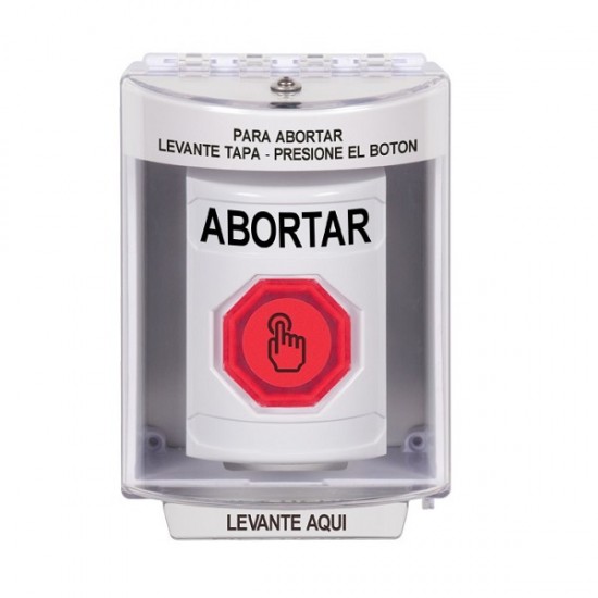 SS2387AB-ES STI White Indoor/Outdoor Surface w/ Horn Weather Resistant Momentary Stopper Station w/ ABORT Spanish
