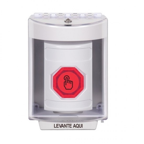 SS2387NT-ES STI White Indoor/Outdoor Surface w/ Horn Weather Resistant Momentary Stopper Station w/ No Text Spanish