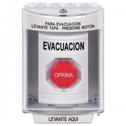 SS2389EV-ES STI White Indoor/Outdoor Surface w/ Horn Turn-to-Reset (Illuminated) Stopper Station with EVACUATION Label Spanish