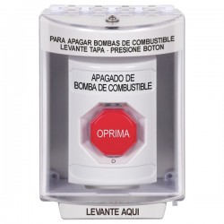 SS2389PS-ES STI White Indoor/Outdoor Surface w/ Horn Turn-to-Reset Stopper Station w/ FUEL PUMP SHUT DOWN Spanish
