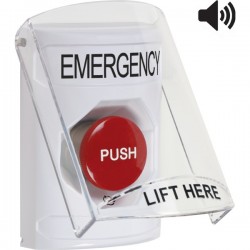 SS23A1EM-EN STI White Indoor Only Flush or Surface w/ Horn Turn-to-Reset Stopper Station with EMERGENCY Label English SS23A1EM-EN STI White Indoor Only Flush or Surface w/ Horn Turn-to-Reset Stopper Station with EMERGENCY Label English