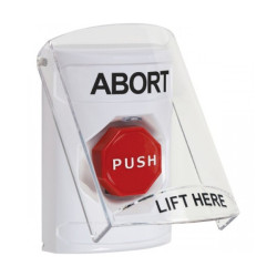 SS23A2AB-EN STI White Indoor Only Flush or Surface w/ Horn Key-to-Reset (Illuminated) Stopper Station with ABORT Label English