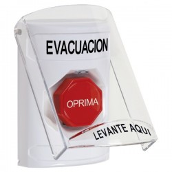 SS23A2EV-ES STI White Indoor Flush/Surface w/ Horn Key-to-Reset Stopper Station w/ EVACUATION Spanish