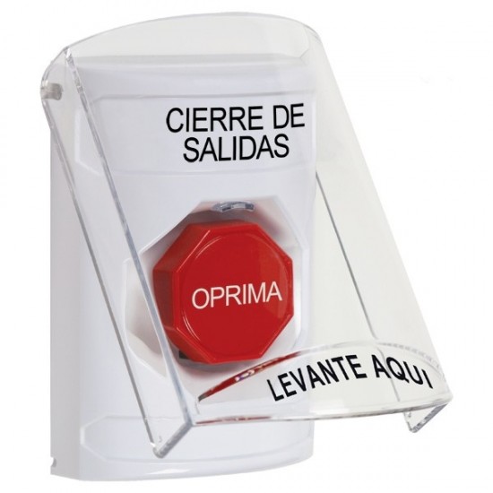 SS23A2LD-ES STI White Indoor Flush/Surface w/ Horn Key-to-Reset Stopper Station w/ LOCKDOWN Spanish
