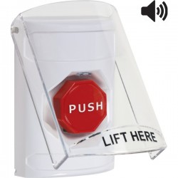SS23A2NT-EN STI White Indoor Flush/Surface w/ Horn Key-to-Reset Stopper Station w/ No Text