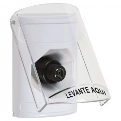 SS23A3NT-ES STI White Indoor Only Flush or Surface w/ Horn Key-to-Activate Stopper Station with No Text Label Spanish