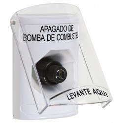 SS23A3PS-ES STI White Indoor Flush/Surface w/ Horn Key-to-Activate Stopper Station w/ FUEL PUMP SHUT DOWN Spanish