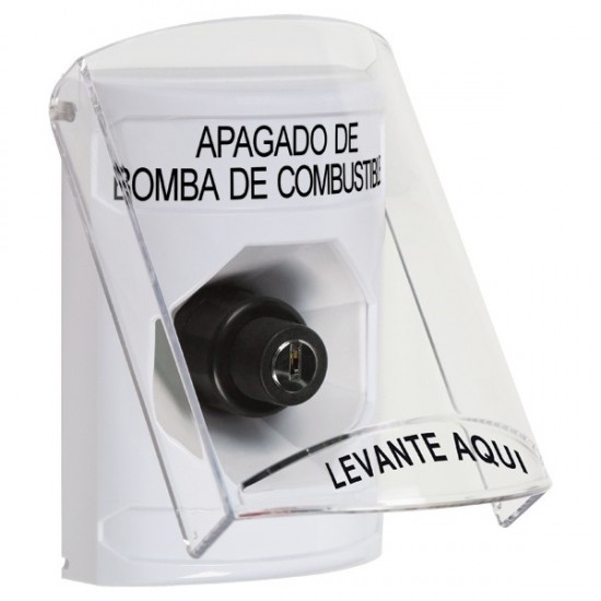 SS23A3PS-ES STI White Indoor Flush/Surface w/ Horn Key-to-Activate Stopper Station w/ FUEL PUMP SHUT DOWN Spanish