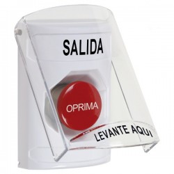SS23A4XT-ES STI White Indoor Only Flush or Surface w/ Horn Momentary Stopper Station with EXIT Label Spanish