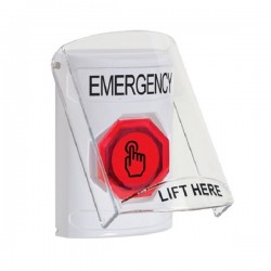 SS23A6EM-EN STI White Indoor Flush/Surface w/ Horn Momentary (Illuminated) Stopper Station w/ EMERGENCY Label SS23A6EM-EN STI White Indoor Flush/Surface w/ Horn Momentary (Illuminated) Stopper Station w/ EMERGENCY Label