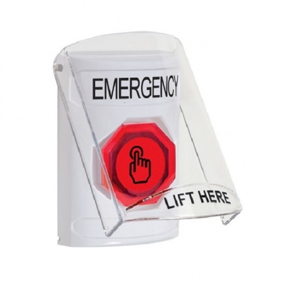 SS23A6EM-EN STI White Indoor Flush/Surface w/ Horn Momentary (Illuminated) Stopper Station w/ EMERGENCY Label