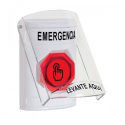 SS23A6EM-ES STI White Indoor Flush/Surface w/ Horn Momentary (Illuminated) Stopper Station w/ EMERGENCY Spanish