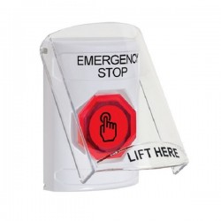 SS23A6ES-EN STI White Indoor Flush/Surface w/ Horn Momentary (Illuminated) Stopper Station w/ EMERGENCY STOP Label