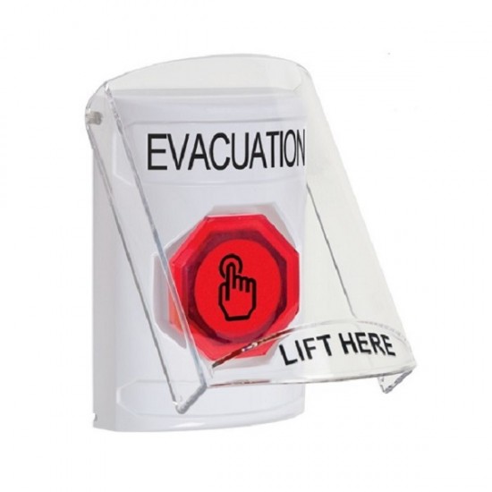 SS23A6EV-EN STI White Indoor Flush/Surface w/ Horn Momentary (Illuminated) Stopper Station w/ EVACUATION Label