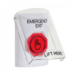 SS23A6EX-EN STI White Indoor Flush/Surface w/ Horn Momentary (Illuminated) Stopper Station w/ EMERGENCY EXIT Label