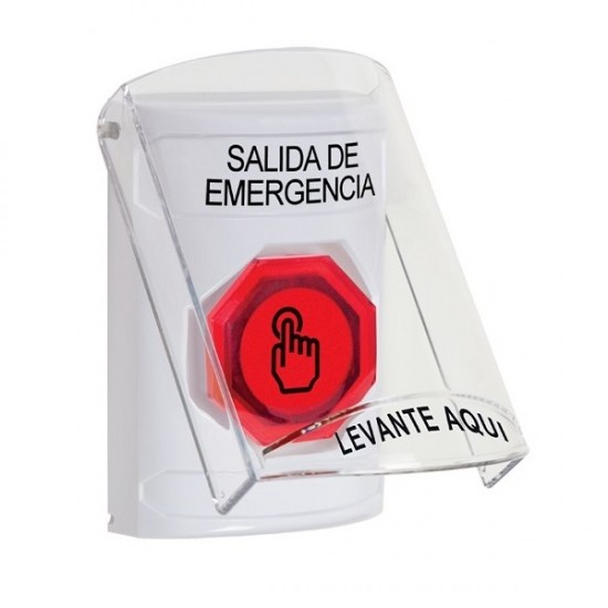 SS23A6EX-ES STI White Indoor Flush/Surface w/ Horn Momentary (Illuminated) Stopper Station w/ EMERGENCY EXIT Spanish