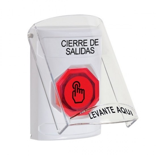 SS23A6LD-ES STI White Indoor Flush/Surface w/ Horn Momentary (Illuminated) Stopper Station w/ LOCKDOWN Spanish