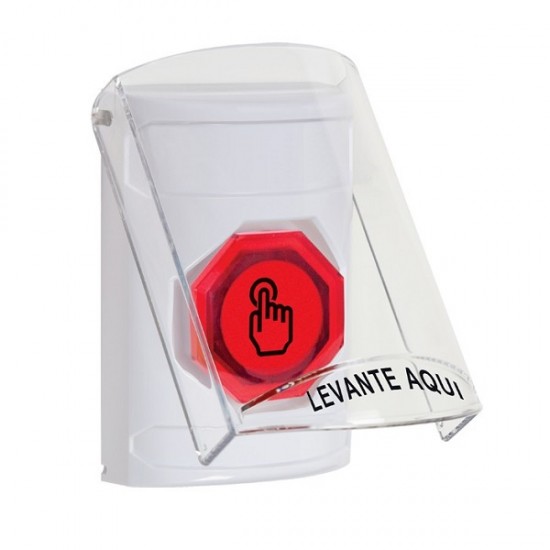 SS23A6NT-ES STI White Indoor Flush/Surface w/ Horn Momentary (Illuminated) Stopper Station w/ No Text Spanish