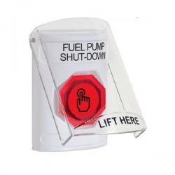 SS23A6PS-EN STI White Indoor Flush/Surface w/ Horn Momentary (Illuminated) Stopper Station w/ FUEL PUMP SHUT DOWN Label