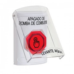 SS23A6PS-ES STI White Indoor Flush/Surface w/ Horn Momentary (Illuminated) Stopper Station w/ FUEL PUMP SHUT DOWN Spanish