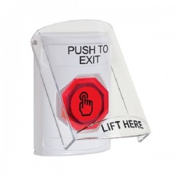 SS23A6PX-EN STI White Indoor Flush/Surface w/ Horn Momentary (Illuminated) Stopper Station w/ PUSH TO EXIT Label