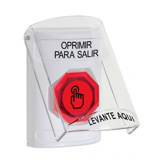 SS23A6PX-ES STI White Indoor Flush/Surface w/ Horn Momentary (Illuminated) Stopper Station w/ PUSH TO EXIT Spanish