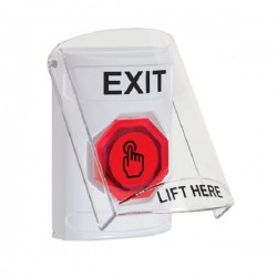 SS23A6XT-EN STI White Indoor Flush/Surface w/ Horn Momentary (Illuminated) Stopper Station w/ EXIT Label