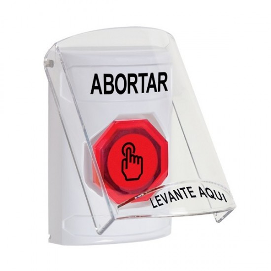 SS23A7AB-ES STI White Indoor Flush/Surface w/ Horn Weather Resistant Momentary Stopper Station w/ ABORT Spanish
