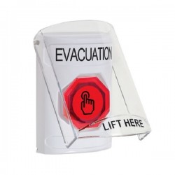 SS23A7EV-EN STI White Indoor Flush/Surface w/ Horn Weather Resistant Momentary Stopper Station w/ EVACUATION Label