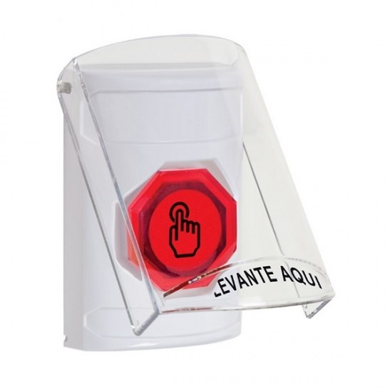 SS23A7NT-ES STI White Indoor Flush/Surface w/ Horn Weather Resistant Momentary Stopper Station w/ No Text Spanish