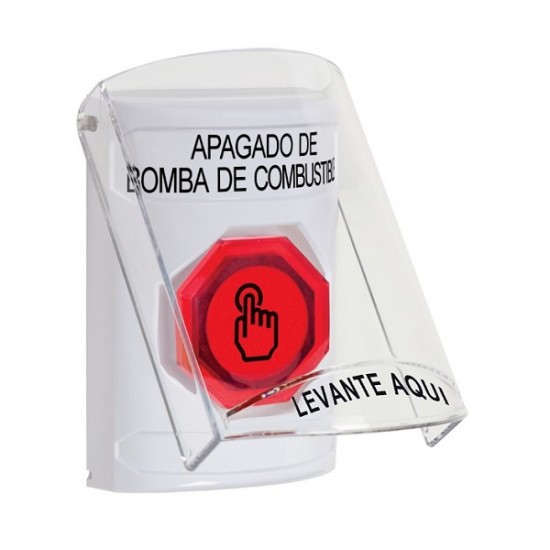 SS23A7PS-ES STI White Indoor Flush/Surface w/ Horn Weather Resistant Momentary Stopper Station w/ FUEL PUMP SHUT DOWN Spanish