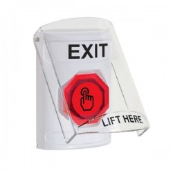 SS23A7XT-EN STI White Indoor Flush/Surface w/ Horn Weather Resistant Momentary Stopper Station w/ EXIT Label