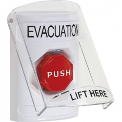 SS23A8EV-ES STI White Indoor Flush/Surface w/ Horn Pneumatic (Illuminated) Stopper Station w/ EVACUATION Spanish