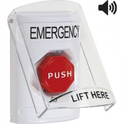 SS23A9EM-EN STI White Indoor Flush/Surface w/ Horn Turn-to-Reset Stopper Station w/ EMERGENCY Label SS23A9EM-EN STI White Indoor Flush/Surface w/ Horn Turn-to-Reset Stopper Station w/ EMERGENCY Label