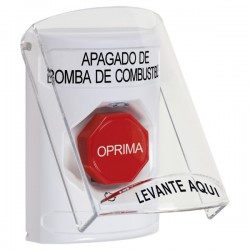 SS23A9PS-ES STI White Indoor Flush/Surface w/ Horn Turn-to-Reset Stopper Station w/ FUEL PUMP SHUT DOWN Spanish