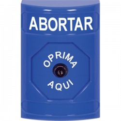 SS2400AB-ES STI Blue No Cover Key-to-Reset Stopper Station with ABORT Label Spanish