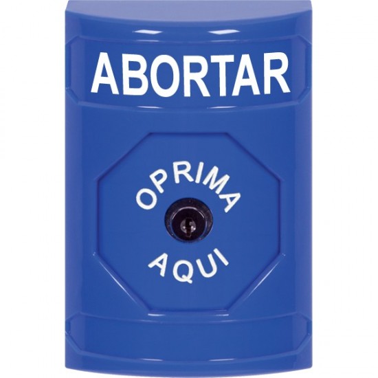 SS2400AB-ES STI Blue No Cover Key-to-Reset Stopper Station with ABORT Label Spanish